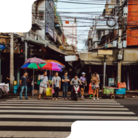 Thailand people waiting at crosswalk